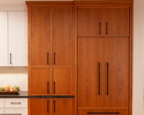 133-07 [Island and Tall cabinetry] Wood: Cherry; Stain color : Honey Brown; Door Style : Fineline; Frameless Face [Base and Wall cabinetry] Wood : Maple; Paint color :...