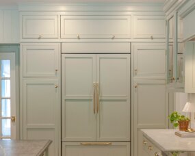 137-06 Wood: Maple; Paint color: Austere Gray; Door Style: Hunterville; Face Frame: Beaded Inset