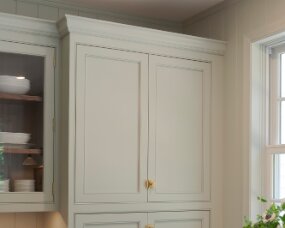 137-08 Wood: Maple; Paint color: Austere Gray; Door Style: Hunterville; Face Frame: Beaded Inset