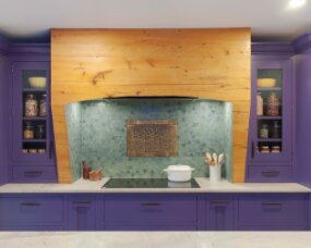 141-06 Wood: Maple; Paint Color: Fully Purple; Door Style: Bradford; Face Frame: Square Inset