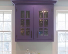 141-07 Wood: Maple; Paint Color: Fully Purple; Door Style: Bradford; Face Frame: Square Inset