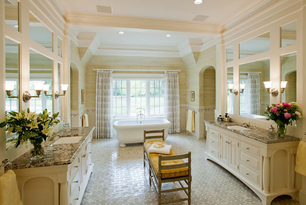 Custom master bath cabinetry by Crown Point Cabinetry