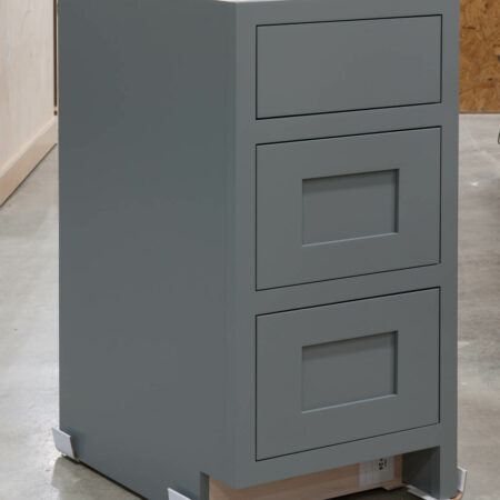 Three Drawer Base With Reduced Width Top Drawer - Left Side
