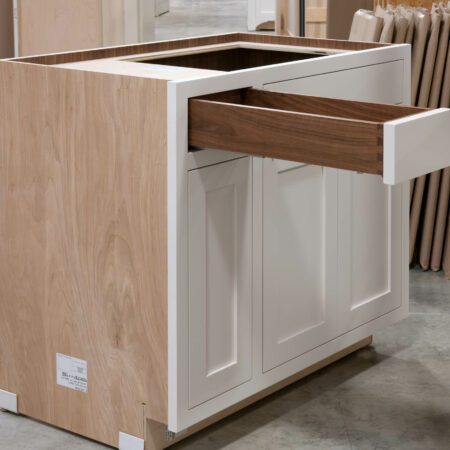 Sink Base with Roll Out Drawer - Top Drawer Open