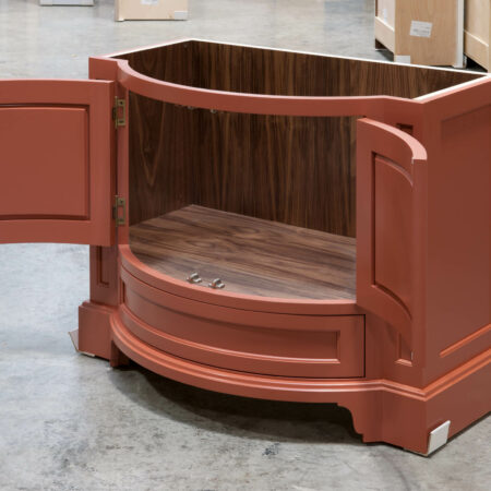 Curved Vanity Cabinet - Right Side, Doors Open