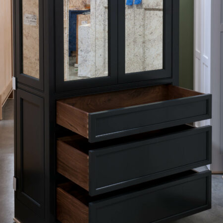 Tall Cabinet with Antique-Style Mirrors - Drawers Open