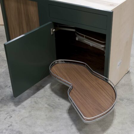 Blind Base Cabinet with Lemans Corner Pullout - Bottom Pullout Open