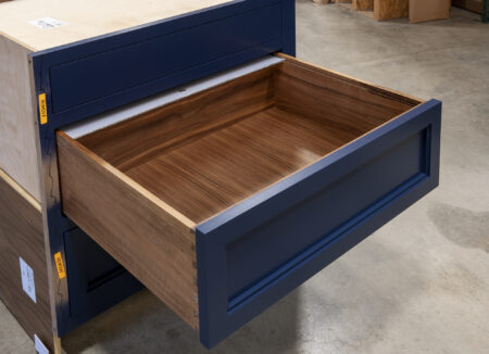 Three Drawer Base with Adjustable Dividers, Plexi Lid, Plate Drawer - Middle Drawer, Lid Open