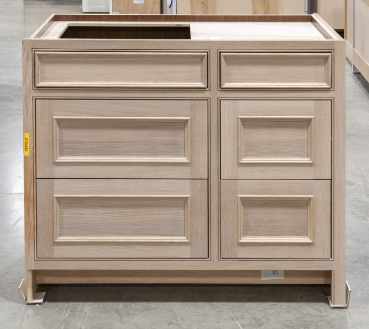 Five Drawer Sink Base Cabinet with Pipe Chase