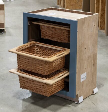 Base Cabinet with Three Wicker Baskets - Second Basket Open