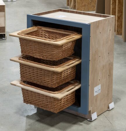 Base Cabinet with Three Wicker Baskets - Top Basket Open