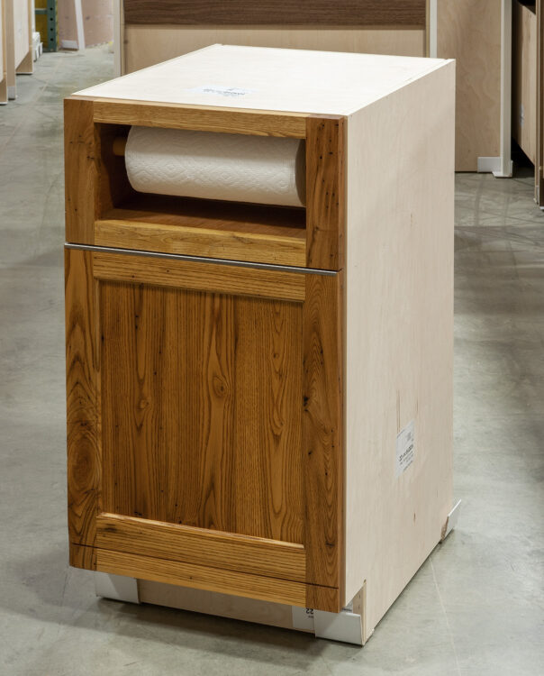 Base Cabinet with Paper Towel Drawer and Double Waste Bin