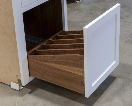 Base Cabinet with Walnut Tray Drawer - Tray Drawer Open