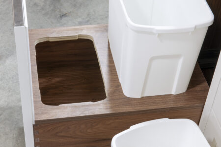 Five Drawer Base Cabinet with Recycling Center, Flatware Divider, and Bread Box - Recycling Center, Detail View