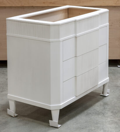 Reeded Vanity with Pipe Chase Drawers - Left Side