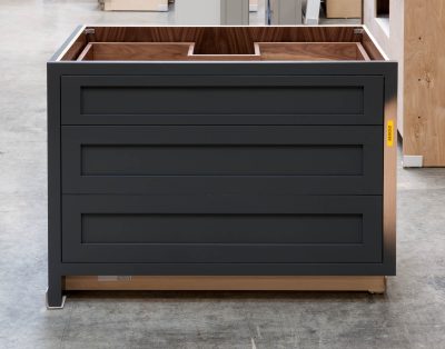 Three Drawer Base Cabinet with Pipe Chase