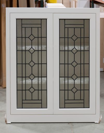 Wall Cabinet with Leaded Glass Doors